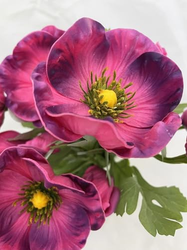 5Pcs Artifical Real Touch PU Anemone Flower Bouquet Room Home Decor (Purple) - color: Purple