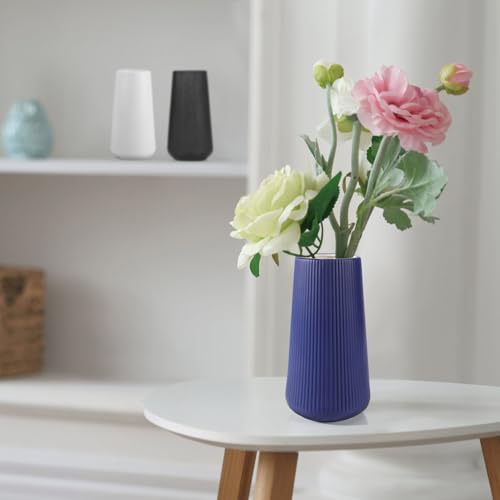 Navy Blue Ceramic Vase, GUKJOB Small Cute Flower Vase for Pampas Grass, Home, Living Room, Dining Table, Farmhouse, Office Decor, Bedroom, Table, and Kitchen Shelf (Navy Blue) - color: Navy Blue
