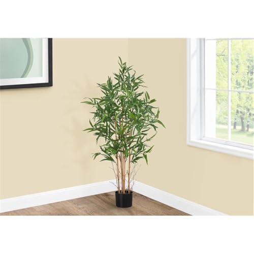 Casafoyer Artificial Plant 50" Tall Bamboo Tree Indoor Faux Fake Floor Greenery Potted Decorative Green Leaves Black Pot