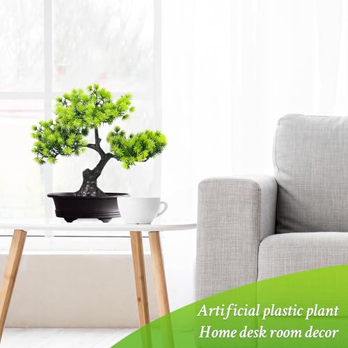 Artificial Bonsai Tree Fake Plants 3 POTS Artificial Plant Indoor Small Faux Juniper Decoration, Office Desk Shelf Bedroom Living Room Decor