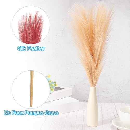PATIKIL 17 Inch Faux Pampas Grass, 6 Pcs Boho Decor for Home Decoration Artificial Tall Fluffy Stems for Wedding Flower Party Vase Arrangement Centerpieces, Wine Red - color: Wine Red