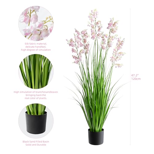 Ttranewsoo Green Onions Home Decor Fake Plants Lily of The Valley Snake Plant Home DéCor Accents Artificial Grass Room Decor Artificial Plants Indoor Artificial Grass 47" 2PCS（Pink） - color: 120cm Pink-2pcs
