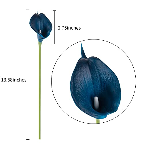 DuHouse 20Pcs Artificial Calla Lily Flower Real Touch Latex Flowers for DIY Wedding Bouquet Party Home Decor (Dark Blue) - color: Dark Blue, size: 20pcs