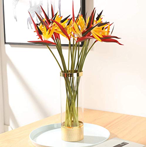 Medium Bird of Paradise 23 Inch,Artificial Flowers Outdoor UV Resistant No Fade Fake Plastic Plants,Flower Stem 5 mm,Artificial Flower Plants Small Flower Arrangement for Home Office 8 Pcs (Yellow)
