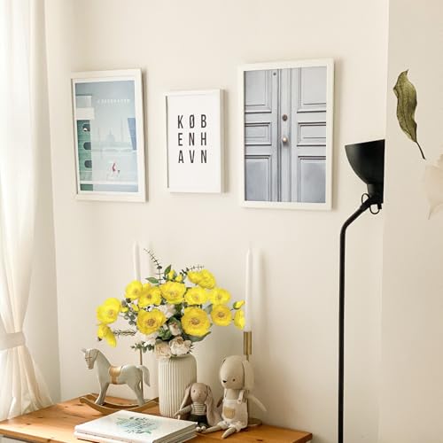 Artificial Flowers 5Pcs Poppies Flowers Artificial Silk Flowers for Home Office Wedding Outdoor Decor (Yellow) - color: Yellow