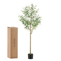 WILDLOVE Fake Olive Tree Artificial Indoor, Potted Faux Olive Trees with Natural Wood Trunk & Lifelike Fruits for Home Office Decor (6ft) - size: 6ft