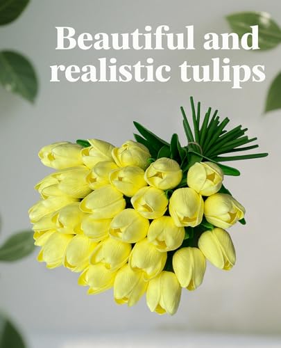 15pcs Artificial Tulips Flowers Real Touch Latex Bouquet Fake Tulips for Office Wedding Party Home Kitchen Garden Decoration - color: Beige