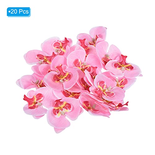 PATIKIL 2.8" Artificial Orchid Flower Heads, 20 Pack Silk Phalaenopsis Fake Butterfly Orchid Heads for Wedding Floral Bouquet Decor DIY Craft Making, Pink - color: Pink, size: 2.8"
