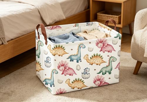 Essme Dinosaur Baskets,Cute Basket ,Dinosaur Baskets with Handles for Dinosaur Room Decor, Clothes,Books Bins.(Cute Dinosaur ) - color: Cute Dinosaur