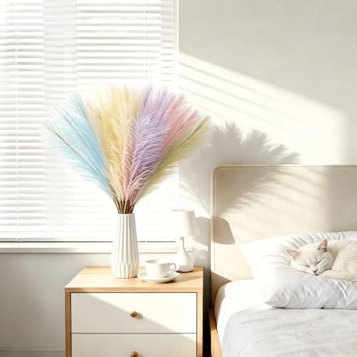 50Pcs Easter Pampas Grass Decor Pastel Color Artificial Easter Decor for Home, Spring Decorations for Table Centerpieces, Vases, and Basket, and Christmas - color: Mixed Color2