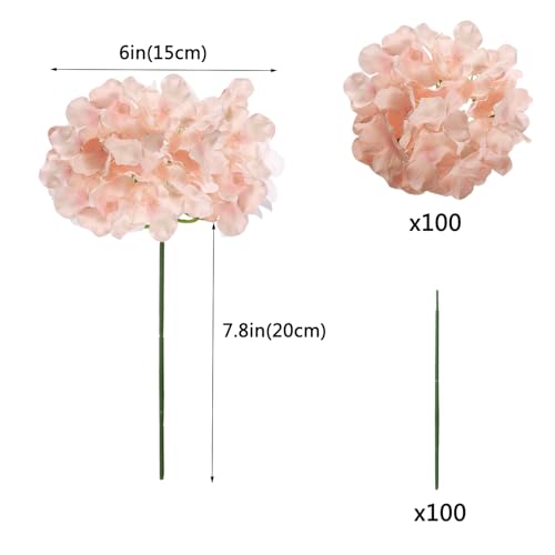 WEISPARK 100PCS Artificial Hydrangea Flowers, Fake Flowers Silk Hydrangea Full Flowers Heads with Stems for Wedding Home Party Shop Baby Shower Decor (Light Pink) - color: Light Pink