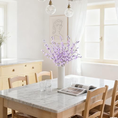 43.3’’ Artificial Delphinium Flowers 5pcs Faux Snapdragon Flowers Fake Silk Flowers with Long Stems for Vase Table Centerpiece Home Wedding Party Garden Decoration(Purple) - color: Purple