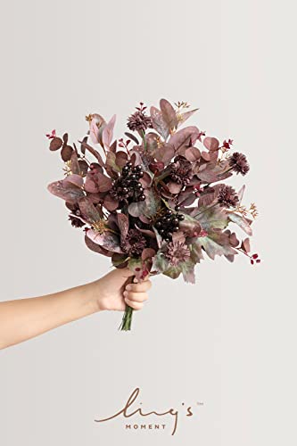 Ling's moment Artificial Greenery Stems Box Set, 36pcs with 6 Kinds of Faux Greenery Picks for DIY Bridal Bouquets Wedding Floral Arrangement Table Centerpieces, Purple & Burgundy - color: Prpl-purple & Burgundy