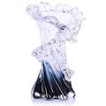 Hand Blown Blue Glass Vase, Unique Art Beautiful Ocean Glass Vase for Coastal Home Decor, Coffee Table, Living Room, Office Decor - 8" H - size: Small