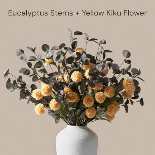 RyddeligHome 6 Branches Artificial Long Eucalpytus Stems for Tall Vase, Eucalyptus Centerpieces for Tables, 23" Dusty Green Faux Stems for Vase, Realistic Greenery Branches Fillers for Home Décor - color: Green Eucalyptus