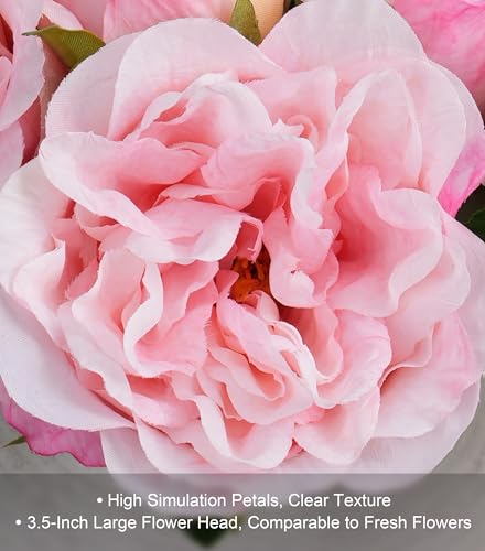florisso Light Pink Rose Artificial Flowers - 13 Branches Faux Roses for Vase Decor, Wedding Centerpieces & Living Room Accents (Silk Artificial Roses) - color: Rose-light Pink