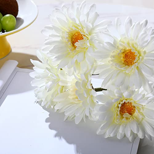 TOPIA Artificial African Daisies Flowers African Daisy Silk Flowers Artificial Gerbera Daisies Pack of 10 (White) - color: White, size: 10pcs