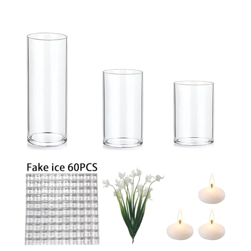 White Orchid Floating Flower for Table Centerpieces Artificial Phalaenopsis Glass Cylinder Vase Fillers Floating Candles Fake Ice Cubes Wedding Party Pool Bar Restaurant Festival Decoration - color: White 2