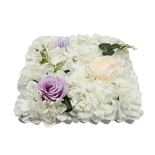 Gdrasuya10 12PCS Artificial Flower Wall Panel Wedding Backdrop Event Party Photography Flower Wall Background Realistic Flower Wall Backdrop Faux Floral Wall Decor - color: 12pcs, Purple + White