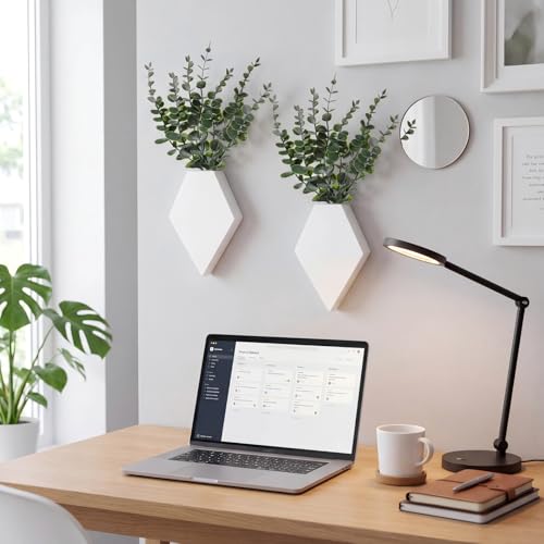 Chunful 2 Pcs Wooden Wall Planter Decor Hanging Fake Plants Greenery Flowers Holder Vase Boxes for Wall Bohemian Farmhouse Room Kitchen Office Indoor Decoration(White,7.1 x 4.7 x 1.2 Inches) - color: White, size: 7.1 x 4.7 x 1.2 inches