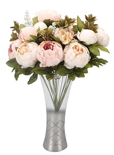 Duovlo Fake Flowers Vintage Artificial Peony Silk Flowers Wedding Home Decoration,Pack of 1 (Light Pink) - color: Light Pink