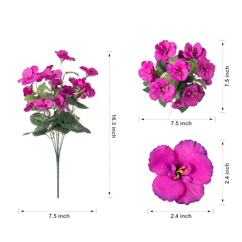 Hoppwodd Hibiscus Artificial Flowers for Outdoors Spring Decoration, 6 Bundles Faux Silk Flowers UV Resistant Look Real Artificial Tropical Flower Fake Plants for Outside Planter Porch Patio, Mix - color: Mix