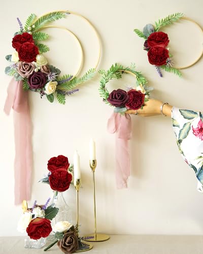Red Peonies Artificial Flowers Bulk 16pcs Peony Silk Flowers Fake Peonies Faux Peony Flowers Heads with Stems Floral Arrangement Bouquet for Home Wedding Party Festival Decor (Red) - color: Red