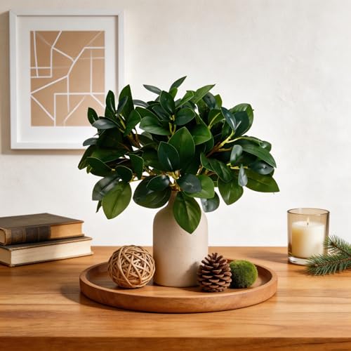12 Inch Artificial Plant Indoor,Small Fake Plants Eucalyptus Stems With Vase,Faux Greenery In Pot For Farmhouse Home Decor,Bathroom Living Room Kitchen Office Coffee Table Centerpiece (cream white) - color: Cream White