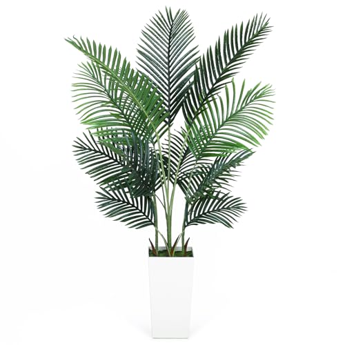 Jocoevol Artificial Golden Cane Palm Tree 5FT, Artificial Palm Tree with Pot, Fake Palm Tree for Home Living Room, Tropical Palm Tree for House Warming - size: 5ft