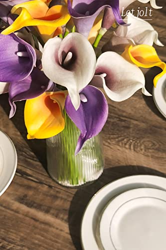 Letjolt Calla Lily Artificial Flowers 12Pcs Purple Realistic Bouquet | Faux Calla Lilies Bouquet, Wedding Bride Shower, Home Decoration, Table Flower Decor - color: Purple