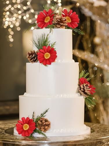 Red 36 Heads Artificial Daisies 6Pcs 29.52” Silk Daisies Flowers with Long Stem Fake Wild Flowers for Room Home Bath Outdoor Garden Party Aisle Arrangement(Red) - color: Red