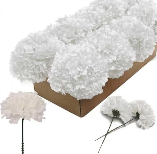 Larksilk 1000 Pack Cream Carnations Artificial Flowers, Silk for Weddings | Bulk 1000 cream silk carnation heads on 5in wired stems for wedding centerpieces, bouquets, arches & DIY crafts - color: Cream White, size: 1000
