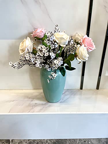6PCS Artificial Baby Breath Flowers Fake Silk Real Touch DIY Floral Bouquets Decor Wedding Party Decoration Arrangements(White) - color: White