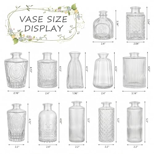 RUCKAE Glass Bud Vases Mini Flower Vase Small Vintage Vases for Centerpiece Table Wedding Decorations Home Decor Party(Transparent 32pack) - color: Transparent