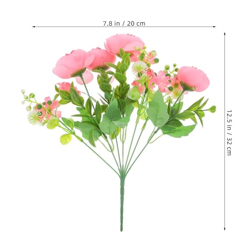 Toyvian 4pcs Artificial Peony Flowers with Long Stem Simulation Flower Bouquet Pink for Wedding Home Décor Photography Prop