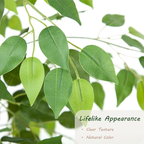 Bellacat 6ft Ficus Tree Artificial with Double Real Wood Trunks, 72in Faux Ficus Tree with Lifelike Leaves, Fake Ficus Tree for Living Room Bedroom Office Decor - color: Green With Double Trunks, size: 6ft