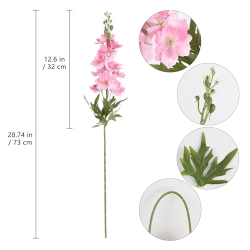 IPOPU 6PCS Faux Pink Delphinium Artificial Flowers 28.74'' Realistic Silk Fake Larkspur Flowers with Stems for Tall Floor Vase Outdoor Garden Wedding Party Home Decor (Deep Pink) - color: Deep Pink