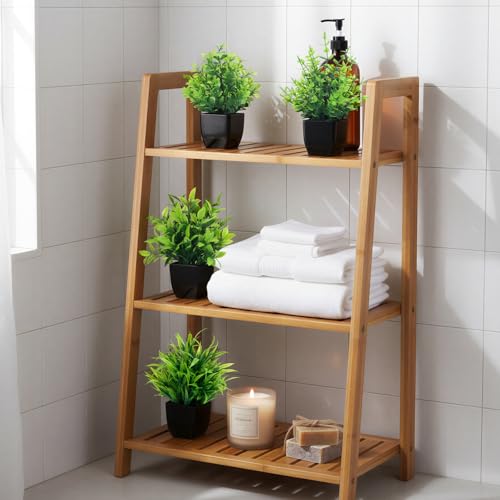 CEWOR Fake Plants 4 Packs Small Artificial Greenery Plants Mini Black Bathroom Accessories Decorations for Desk Bathroom Office Home Room Kitchen Table Decor Indoor - color: Black