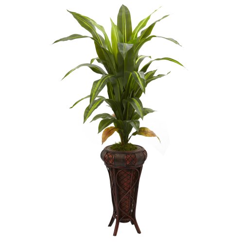 Nearly Natural 6671 Real Touch Dracaena with Stand Silk Plant, 57-Inch, Green,60" x 12" x 12" - size: 60 in x 12 in x 12 in