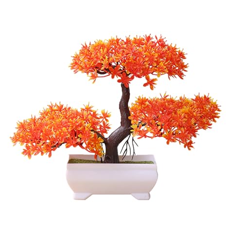Talent Star Artificial Bonsai Tree Juniper Faux Plants Indoor Small Fake Plants Decor with Pots for Home Table Office Desk Bathroom Shelf Bedroom Living Room Farmhouse Decorations Wedding Tabletop Su - color: Sunset Red