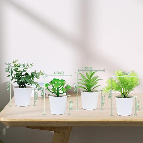 Uguisu 4pcs Mini Artificial Eucalyptus,Fake Green Plants,Small Fake Plant,Artificial Plants Indoor, Home Office Decor,Plant Decor,Shelf Decor.(Lime Green) - color: Lime Green