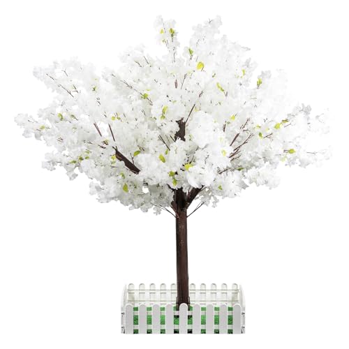 Artificial Cherry Blossom Tree - Handmade White Fake Cherry Blossom Tree Centerpieces for Wedding Party Christmas Garden Indoor & Outdoor - color: White, size: 5 FT