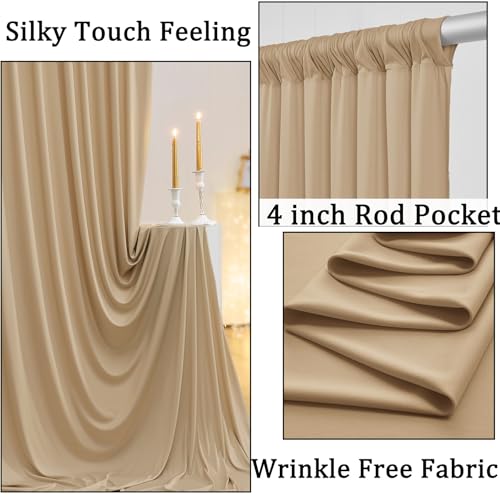10ft x 8ft Wrinkle Free Champagne Backdrop Curtains for Parties, Thick Fabric Photo Backdrop Drapes for Weddings Photography Birthday Party Backgrpund Decor - color: Champagne2, size: 10ftx8ft