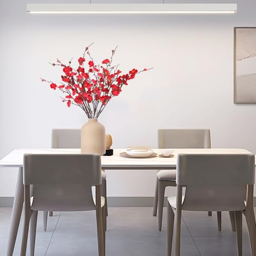 20pcs Cherry Blossom Branches Artificial Flowers for Winter Spring Indoor Decoration, 22" Plum Fake Peach Plants for Wedding Home Office Bedroom Party Decor (red, 22in) - color: Red, size: 22in
