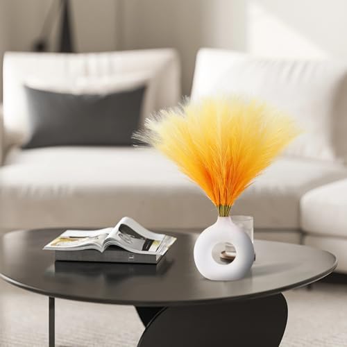 Ureymx Faux Pampas Grass Decor 17.7 Inch 30pcs, Pompas Grass Flower Arrangement and Vase Filler Artificial Pampas Grass Short Decor for Boho Home Wedding Decoration (Gradient Yellow) - color: Gradient Yellow, size: 17 Inch 30 Pcs