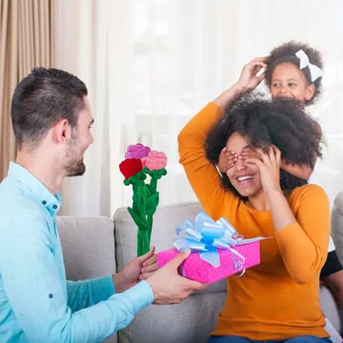 8 Pack Artificial Plush Flower Bendable Curtain Buckle Tiebacks Cute Rose Plush Colorful Rose Flower with Bendable Stems Bouquet Gift for Kids Baby Girl Toddlers - color: Colorful Rose