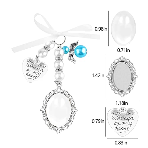 Vin Beauty Wedding Bouquet Photo Charm Bridal Bouquet Photo Charms for Wedding Memory Bow Pearl Charm Heart Styled Pendent
