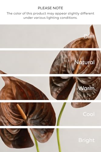 Ling's moment Anthurium Artificial Flowers, 8pcs Faux Anthurium Stems, PU Foam Greenery Plant for DIY Wedding Bouquets Centerpieces Arrangements Bridal Shower Party Home Decorations, Brown - color: Brn-brown