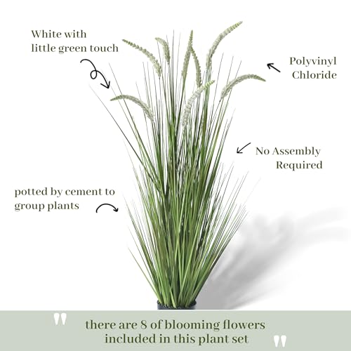 KOL 4ft 2-Pack Artificial Veronica Spiked Speedwell Grass, 47in Faux Veronica Spicata Flower, Tall Fake Reed Grasses for Home Office Garden Wedding Decor, Indoor Outdoor Plants, UV-Resistant - color: White-green, size: 4FT