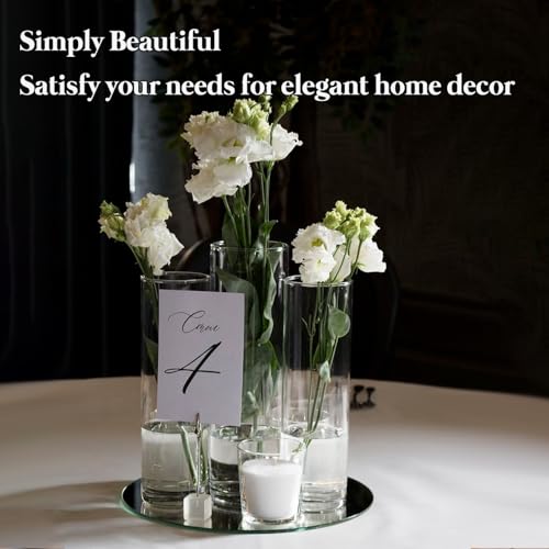 12 Pack Glass Cylinder Vases for Centerpieces 10 Inch Tall Clear Flower Bulk Vase Hurricane Floating Candle Holder for Table Home Decor Wedding Holiday Floral Shelf Party Dining Decoration - size: 10 Inch